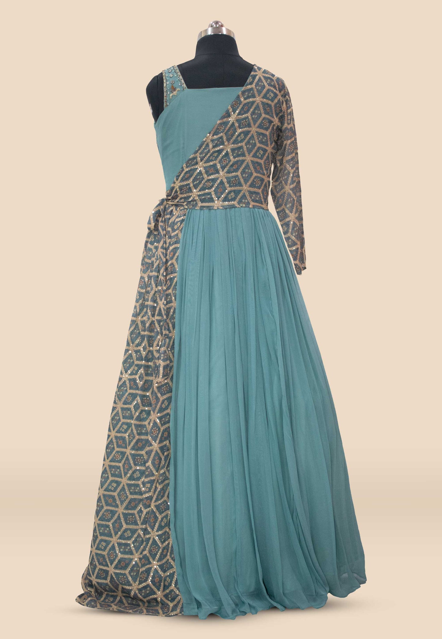 Embroidered Georgette Sky Blue Gown