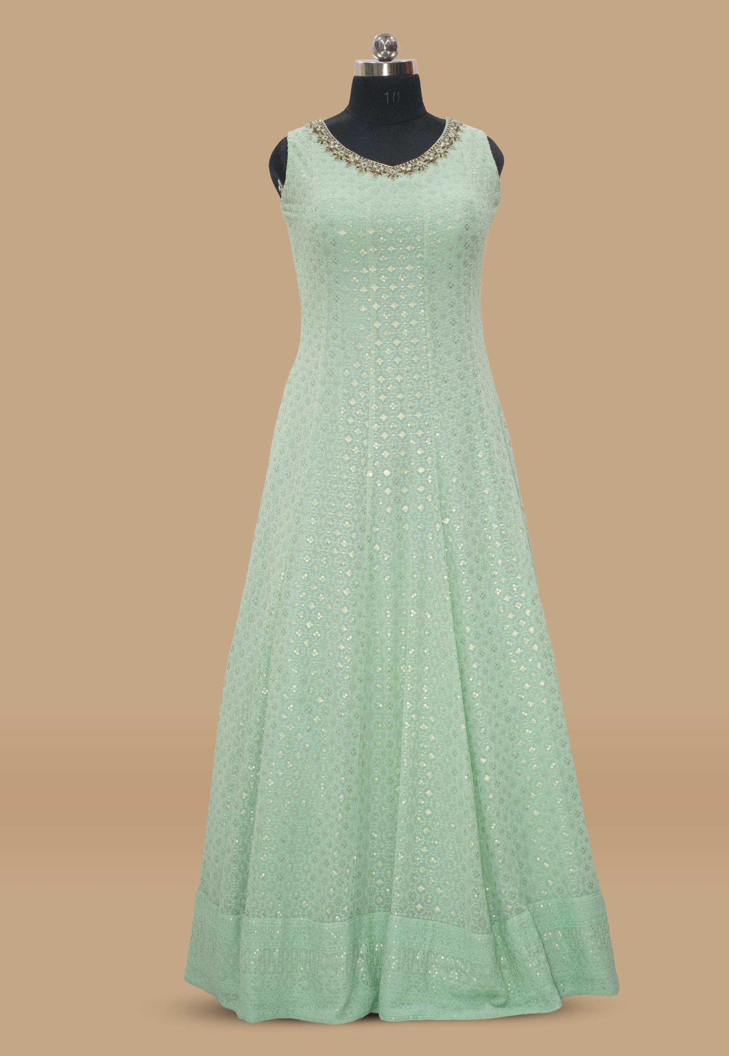 Embroidered Georgette Suit in Sea Green