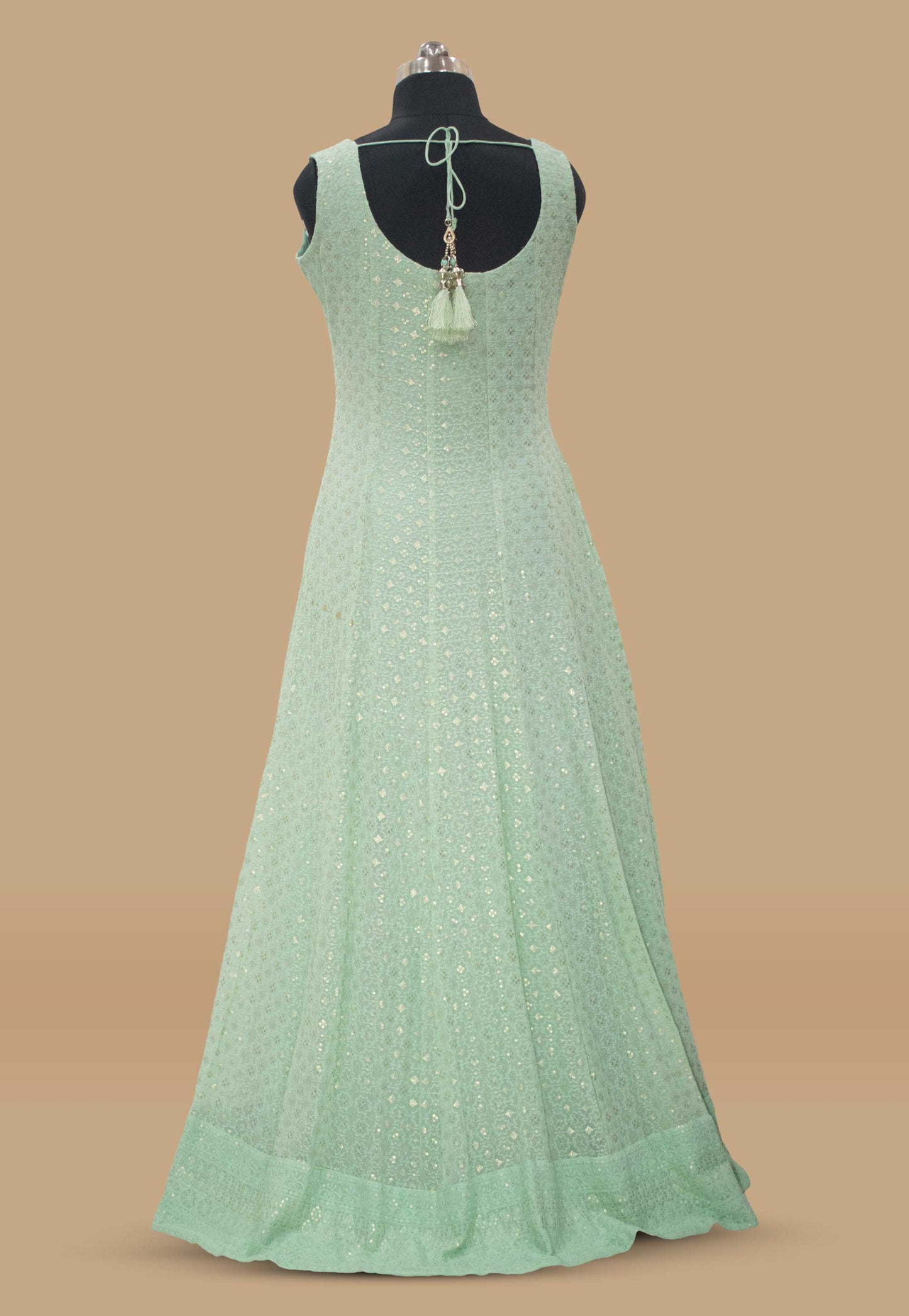Embroidered Georgette Anarkali Suit in Sea Green