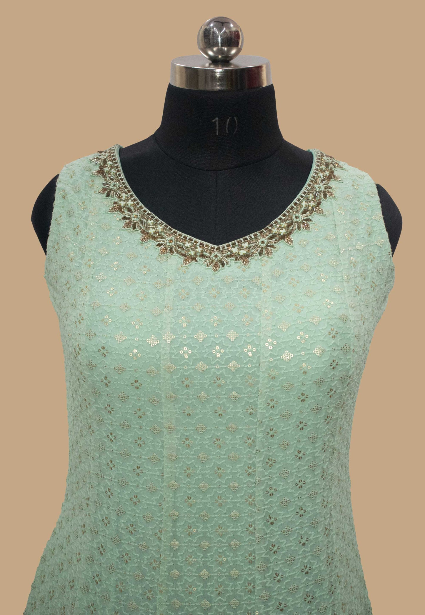 Embroidered Georgette Anarkali Suit in Sea Green