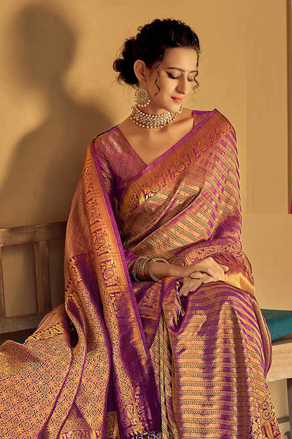 Majestic Purple Kanjivaram Silk Saree
