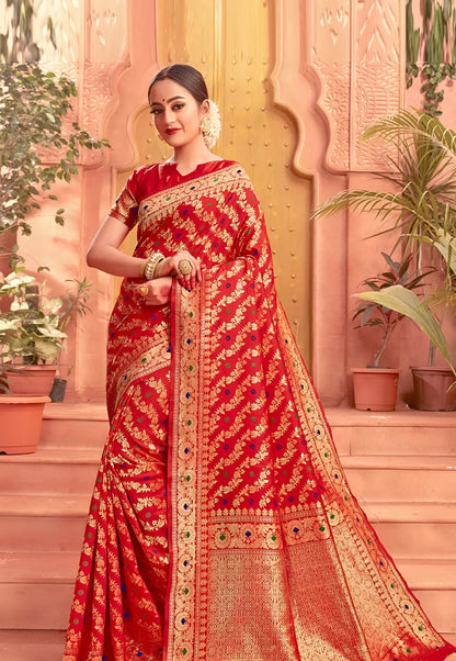 Red Banarasi Silk Saree