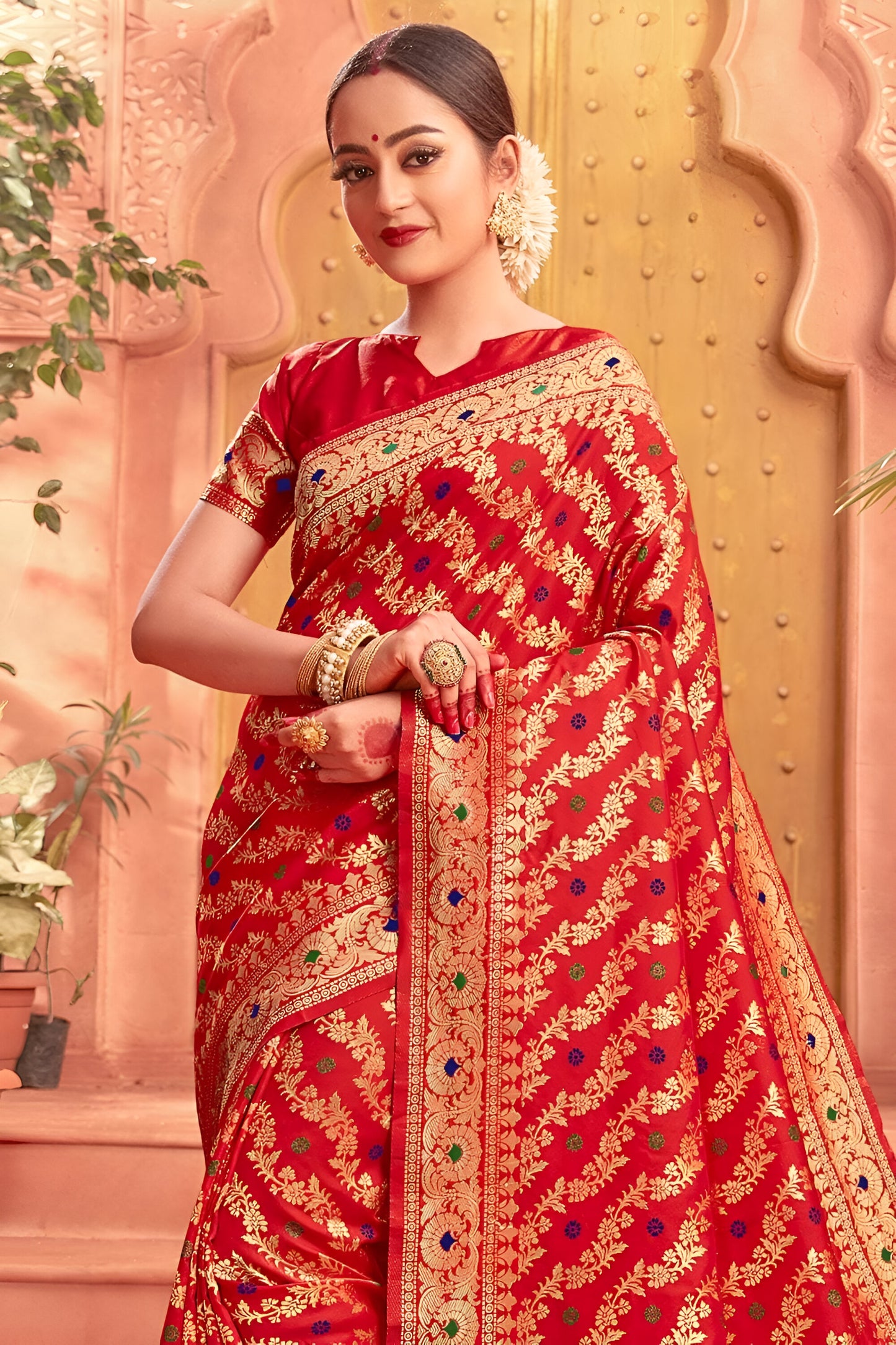 Red Banarasi Silk Saree