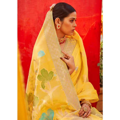 Organza Tissue Silk Saree in Yellow