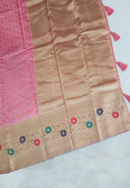 Pastel Pink Woven Silk Saree with Running Blouse
