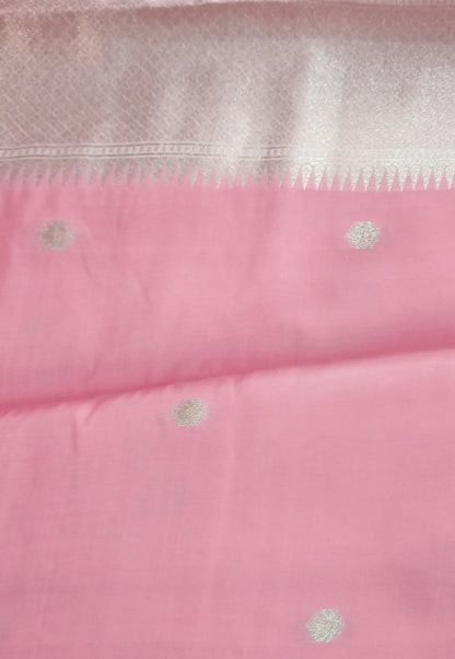Pastel Pink Woven Silk Saree with Running Blouse