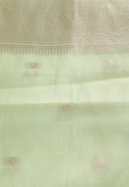 Pastel Green Woven Silk Saree with Running Blouse