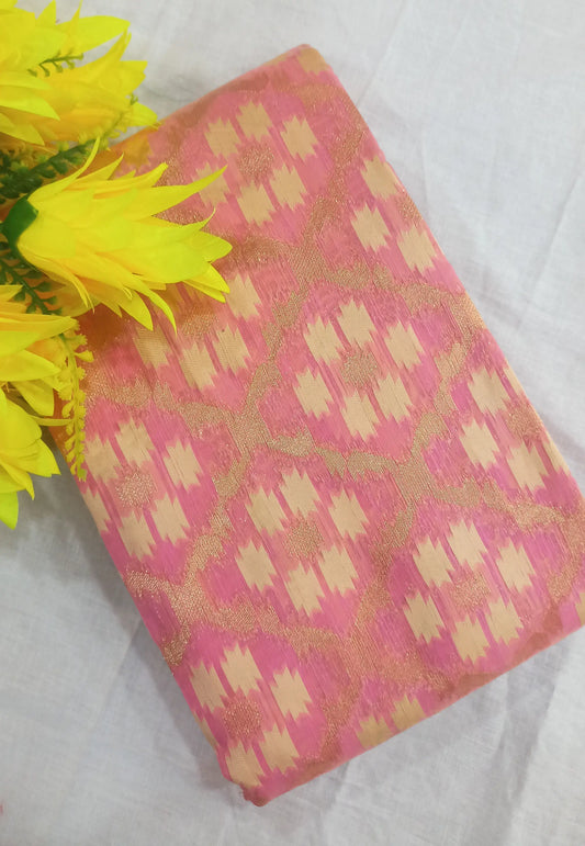 Light Pink Woven Chanderi Cotton Saree with Running Blouse