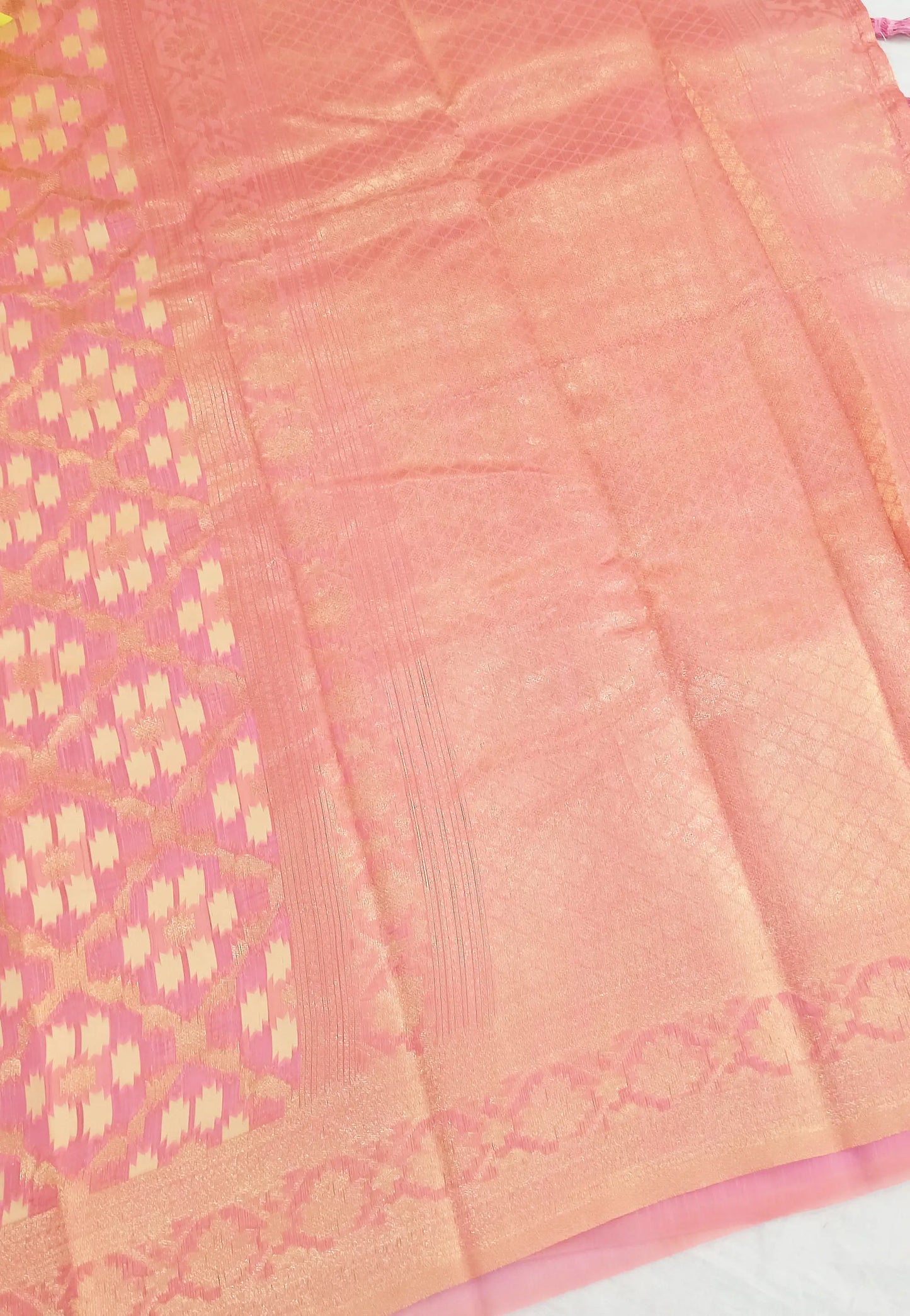 Light Pink Woven Chanderi Cotton Saree with Running Blouse