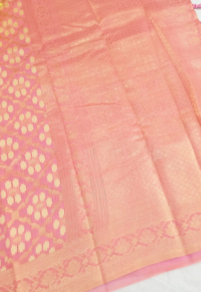 Light Pink Woven Chanderi Cotton Saree with Running Blouse