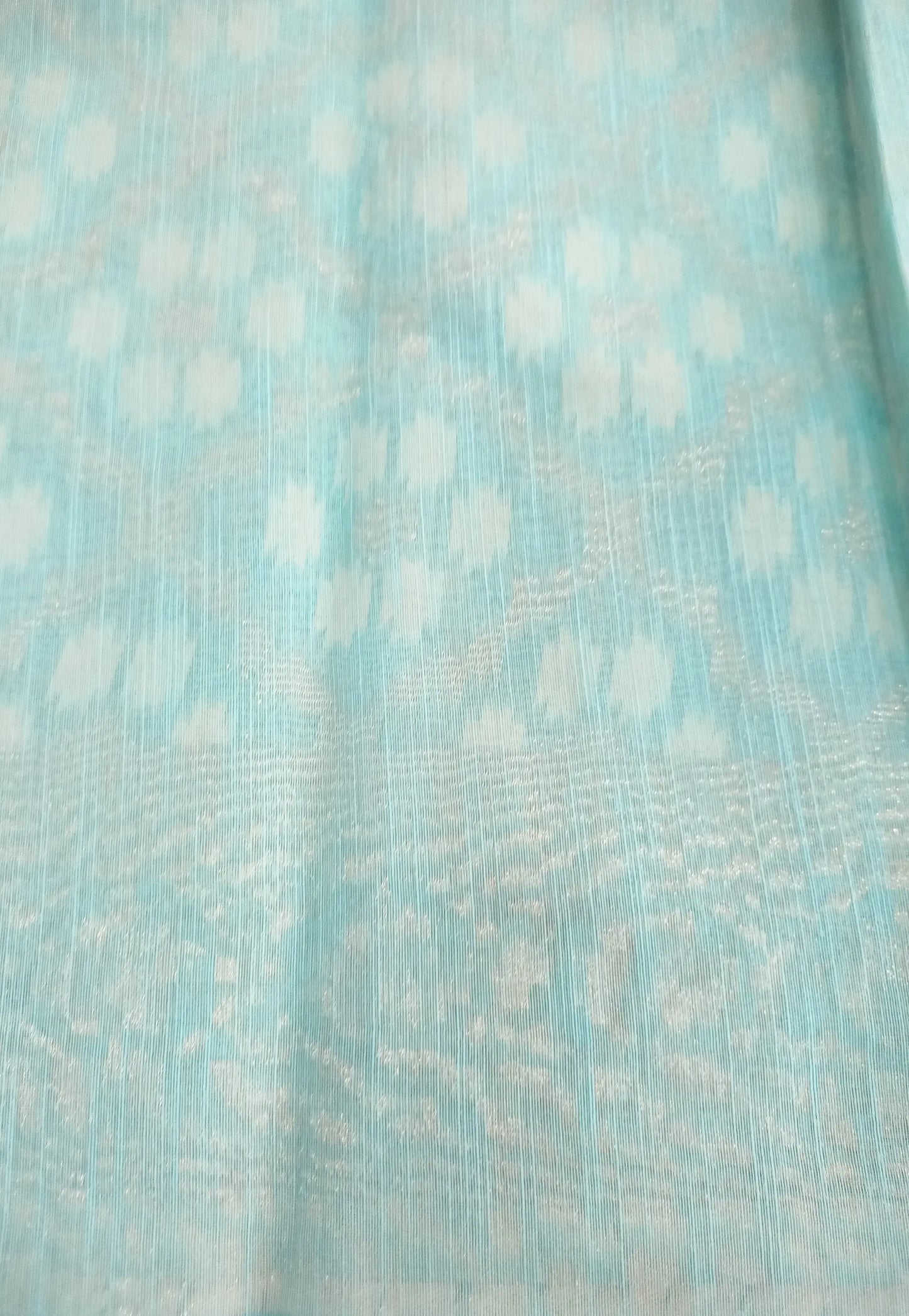 Sky Blue Woven chanderi Cotton Saree with Running Blouse