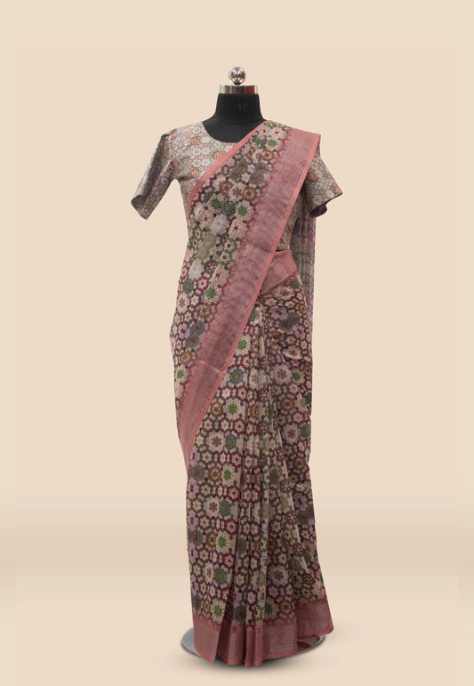 Digital Printed Linen Saree