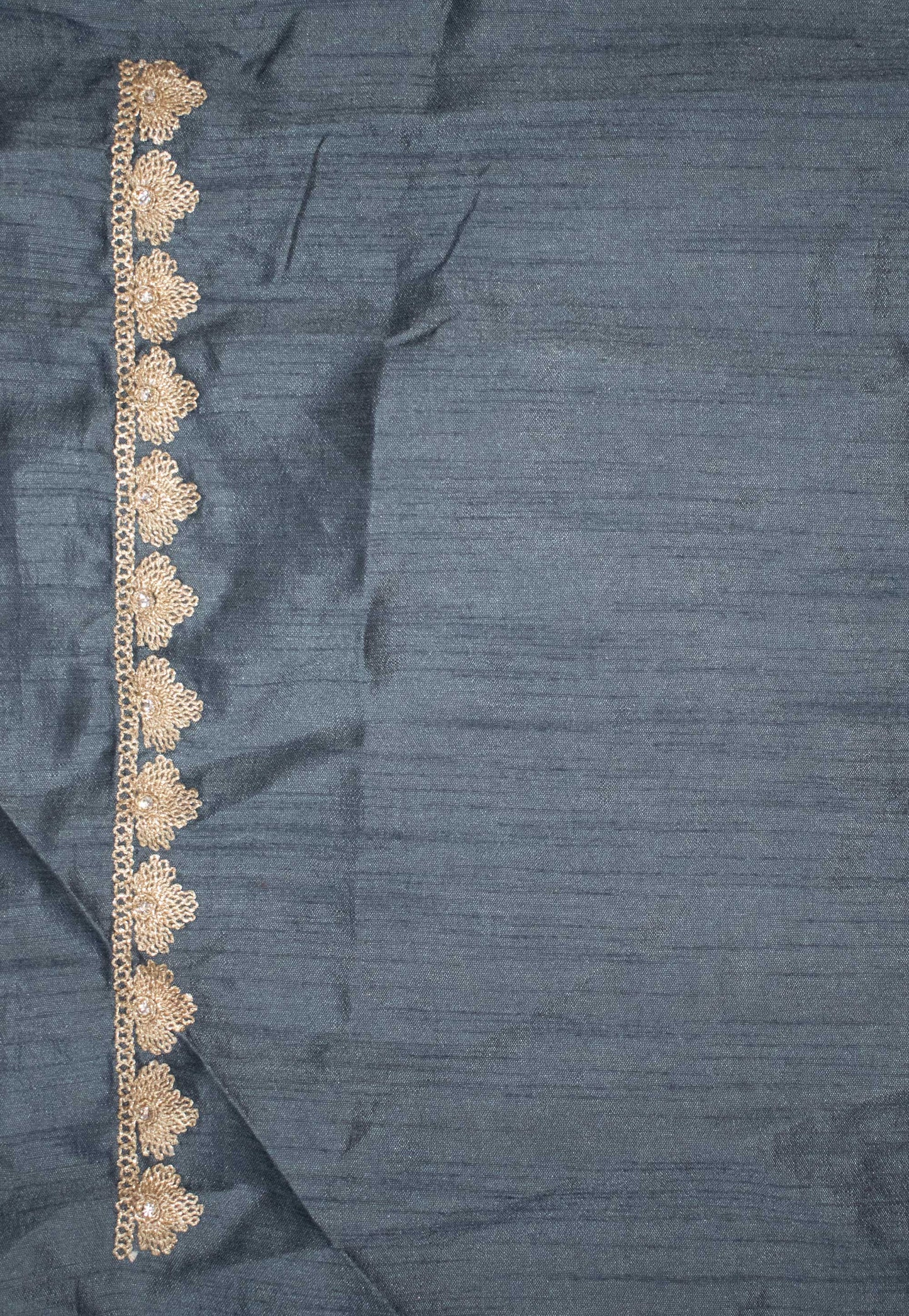 Mystical Grey Bloom - Embroidered Organza Saree