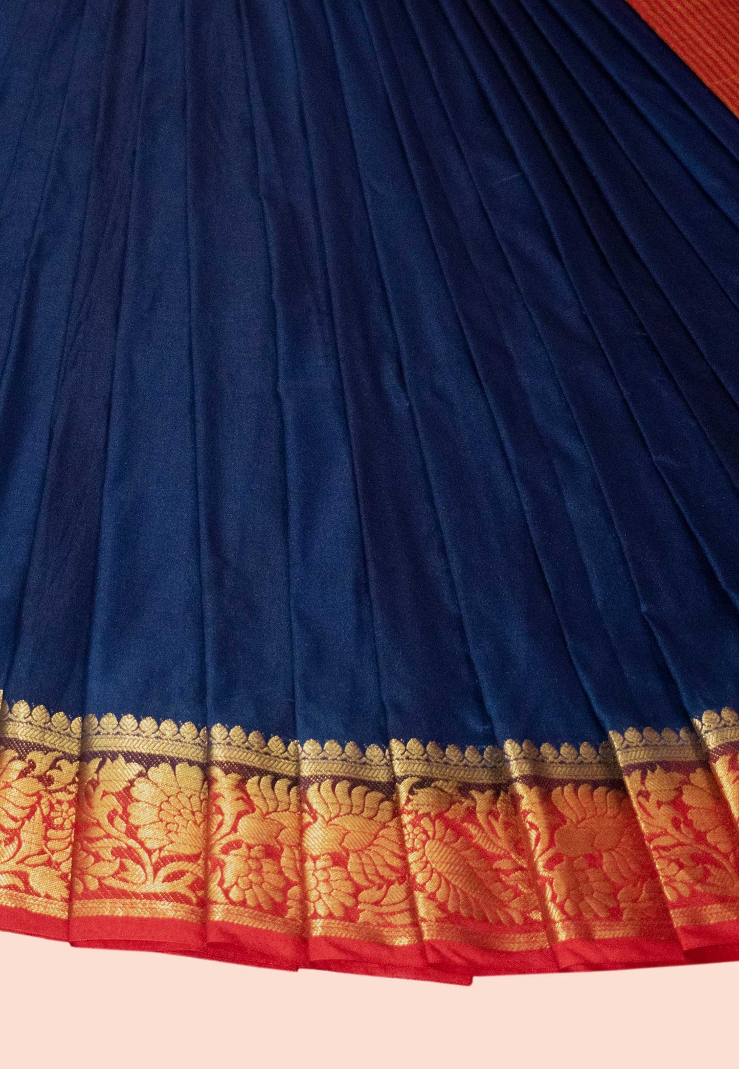 Navy Blue Poly Silk Saree with Zari Woven Border