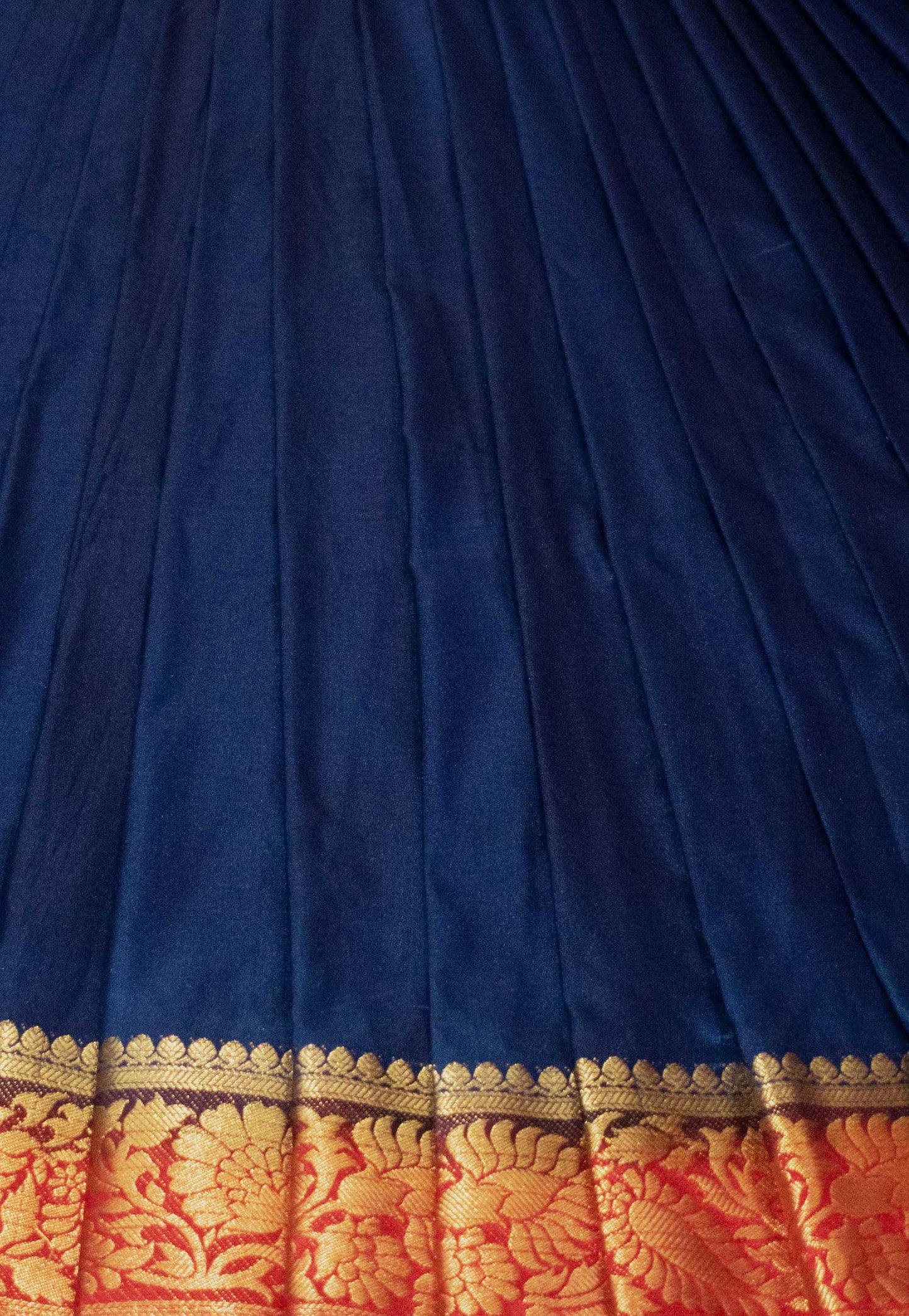 Navy Blue Poly Silk Saree with Zari Woven Border