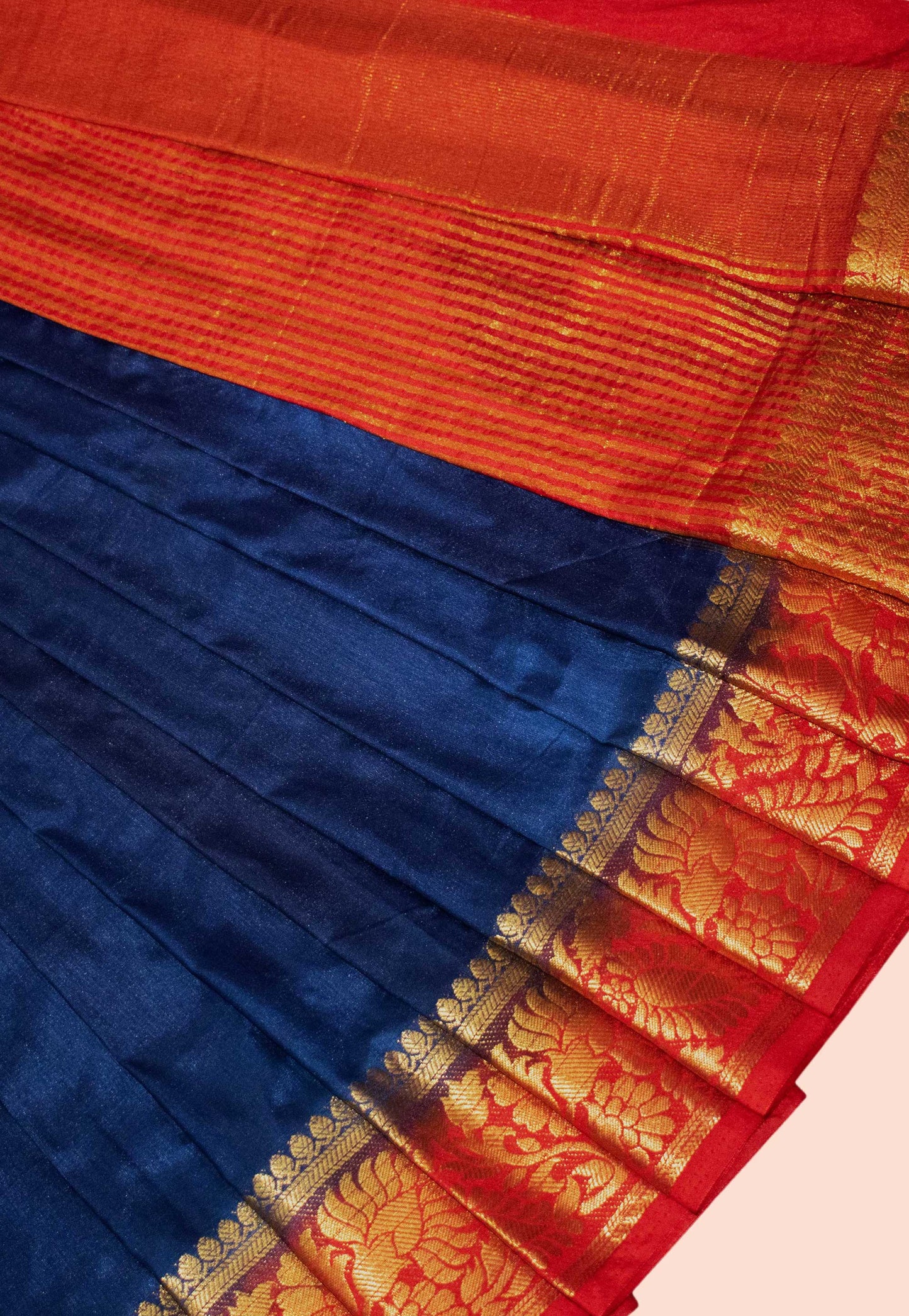 Navy Blue Poly Silk Saree with Zari Woven Border