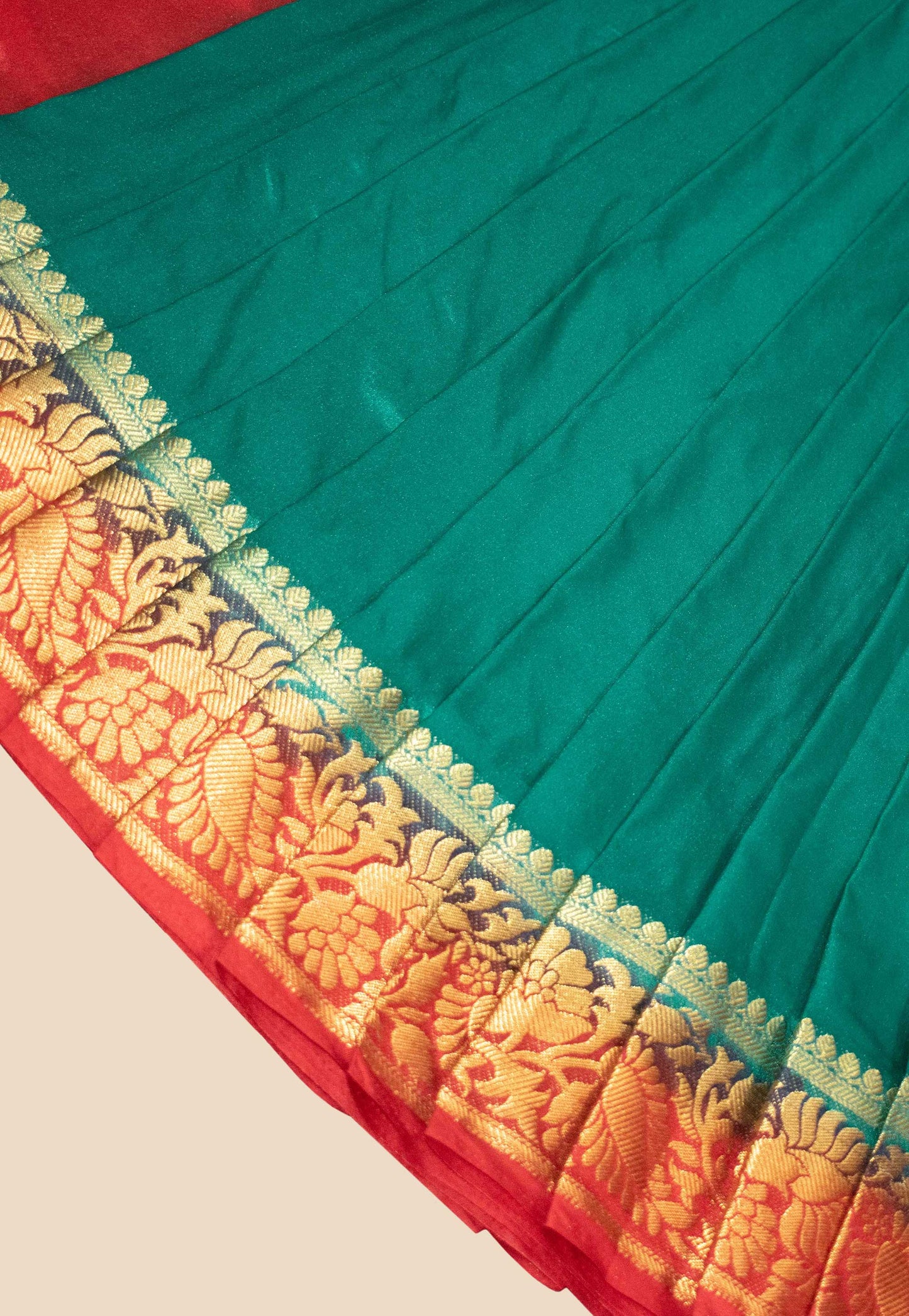 Teal Green Poly Silk Saree with Zari Woven Border