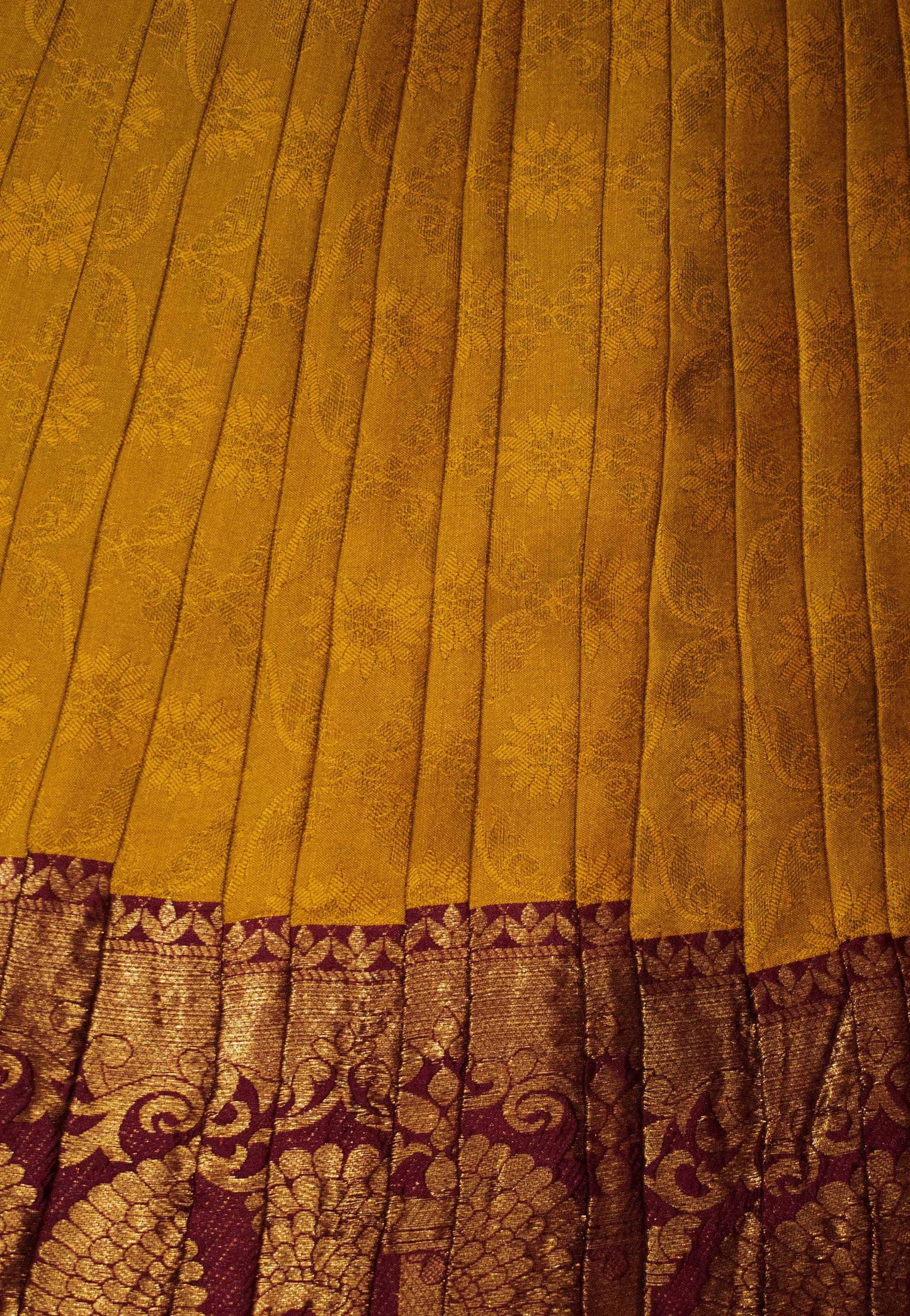 Mustard Poly Silk Saree with Woven Border
