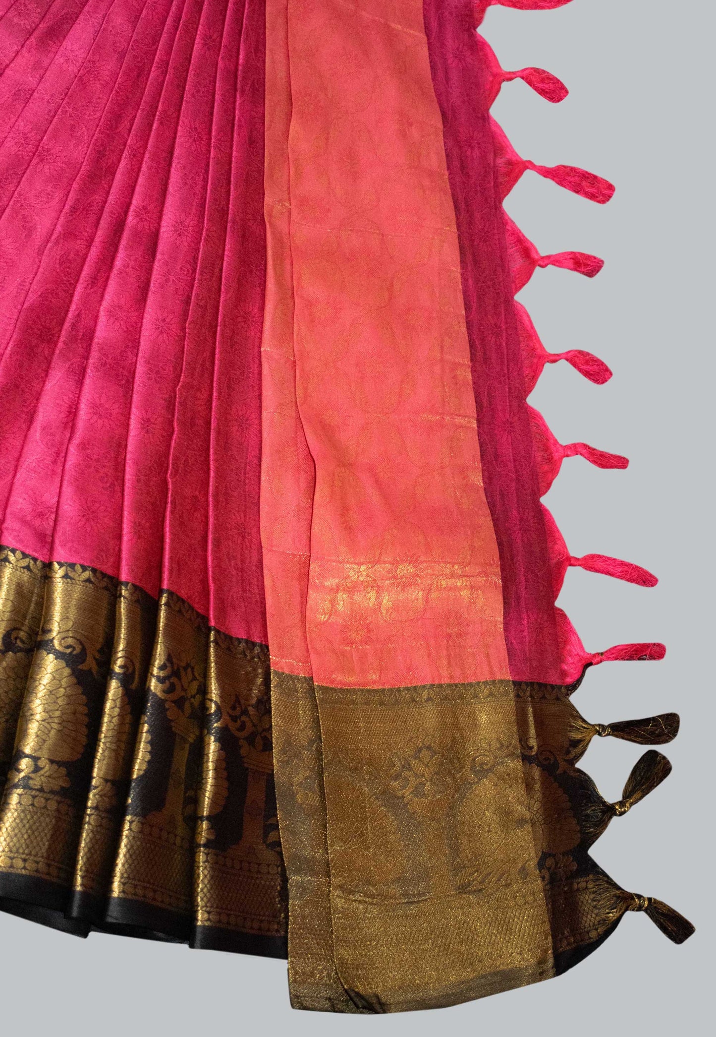 Pink Poly Silk Saree with Woven Border