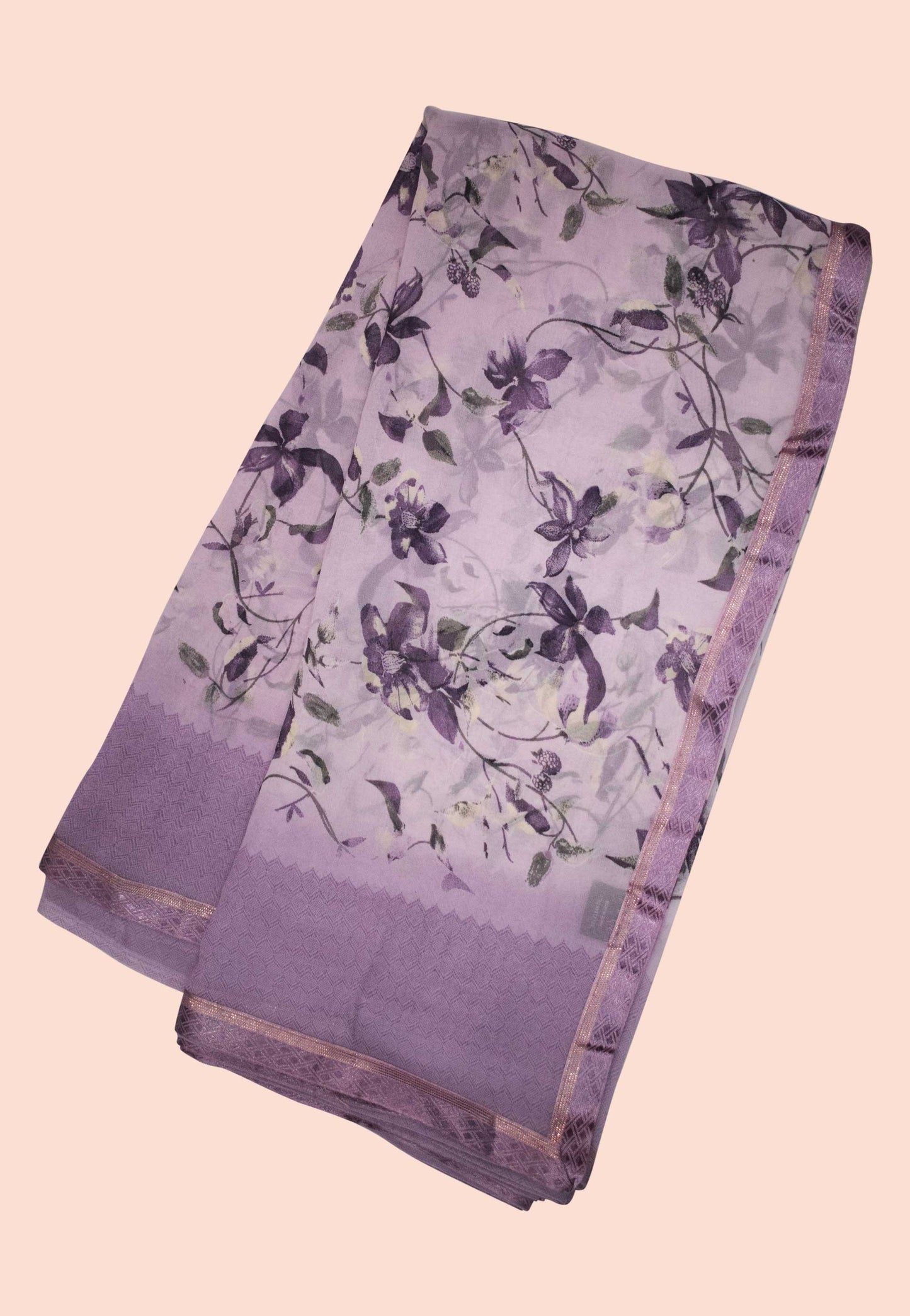 Ethereal Lilac - Georgette Saree with Delicate Floral Print
