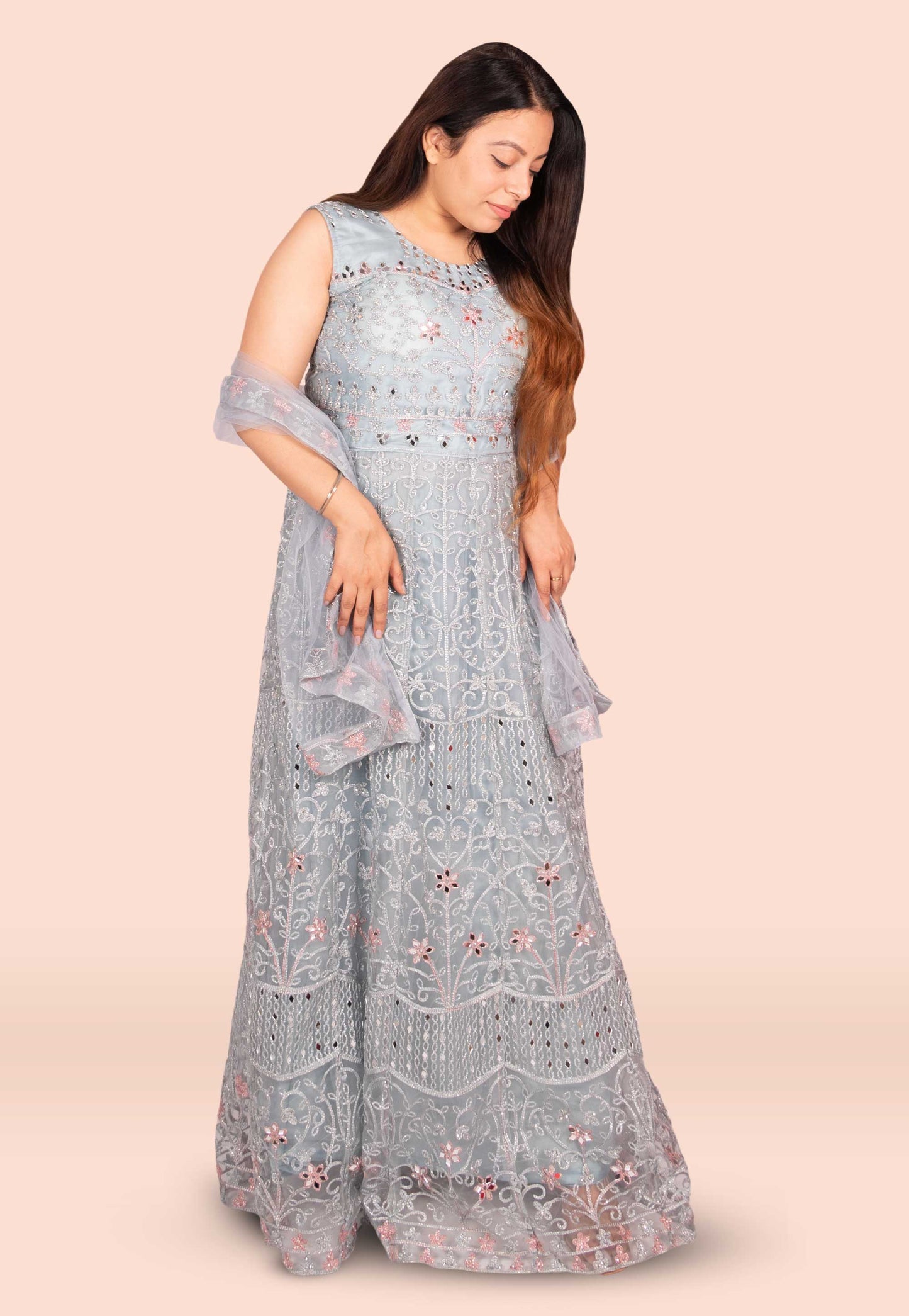 Ethereal Sky Blue Net Gown