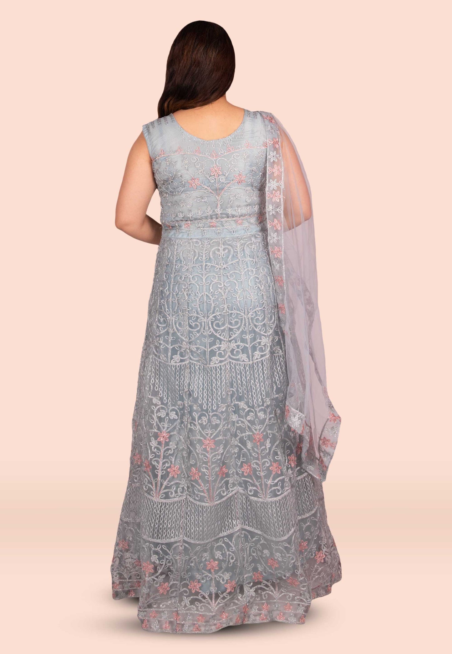 Ethereal Sky Blue Net Gown