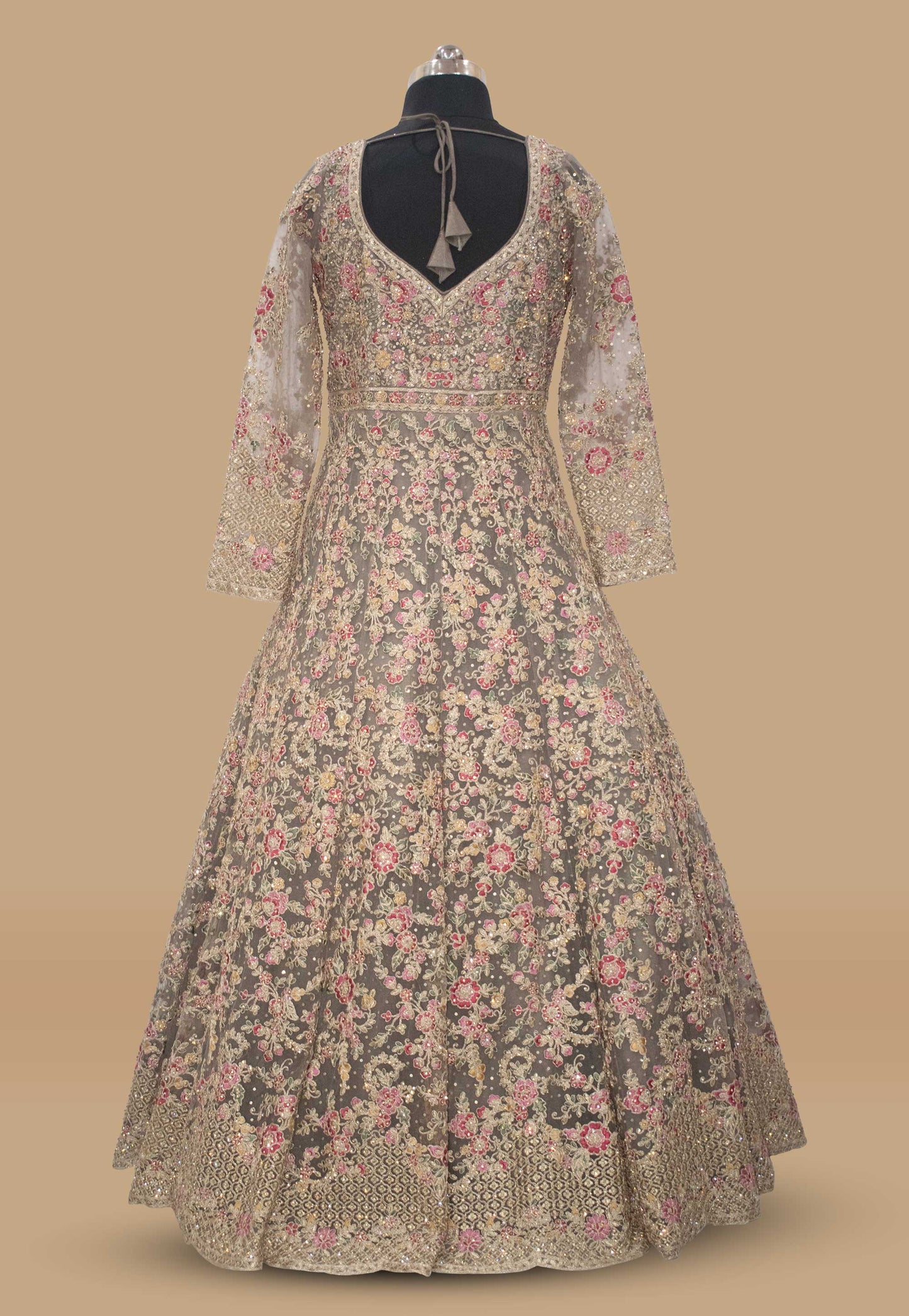 Embroidered Net Anarkali Gown with Dupatta