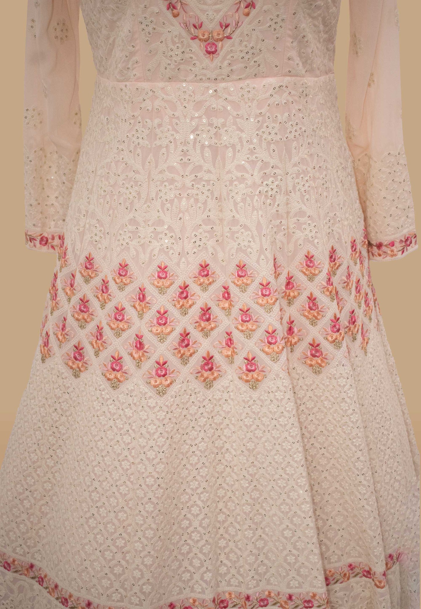 Embroidered Anarkali Georgette Gown with Dupatta in Pink