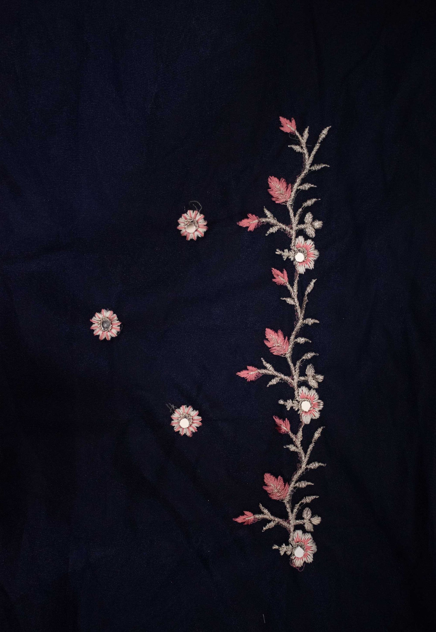 Embroidered Velvet Lehenga in Navy Blue
