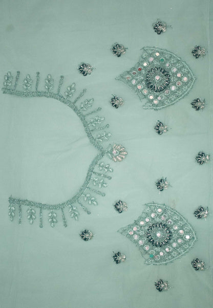 Embroidered Net Unstitched Lehenga in Pastel Blue