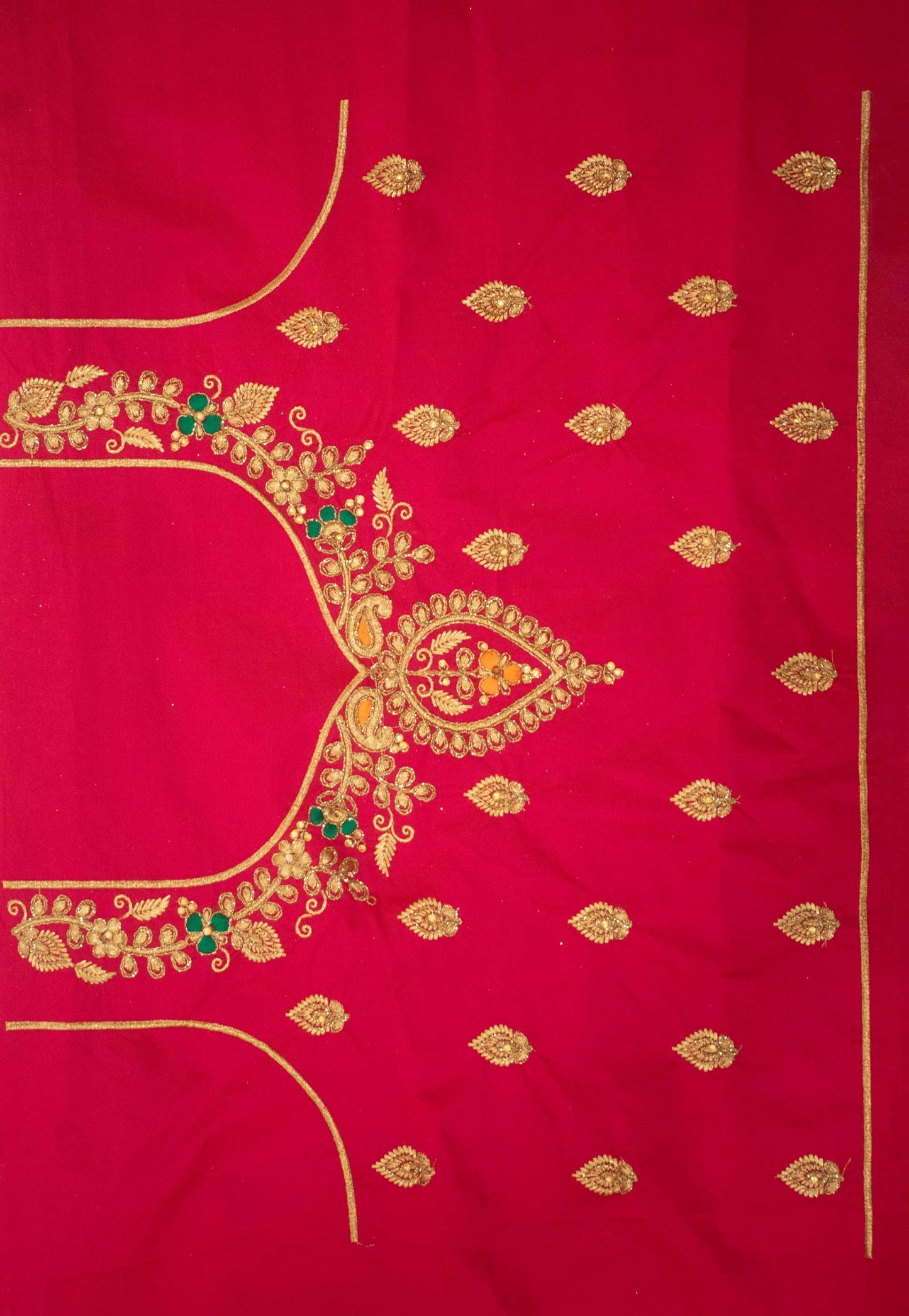 Embroidered Banarasi Silk Unstitched Lehenga in Fuchsia