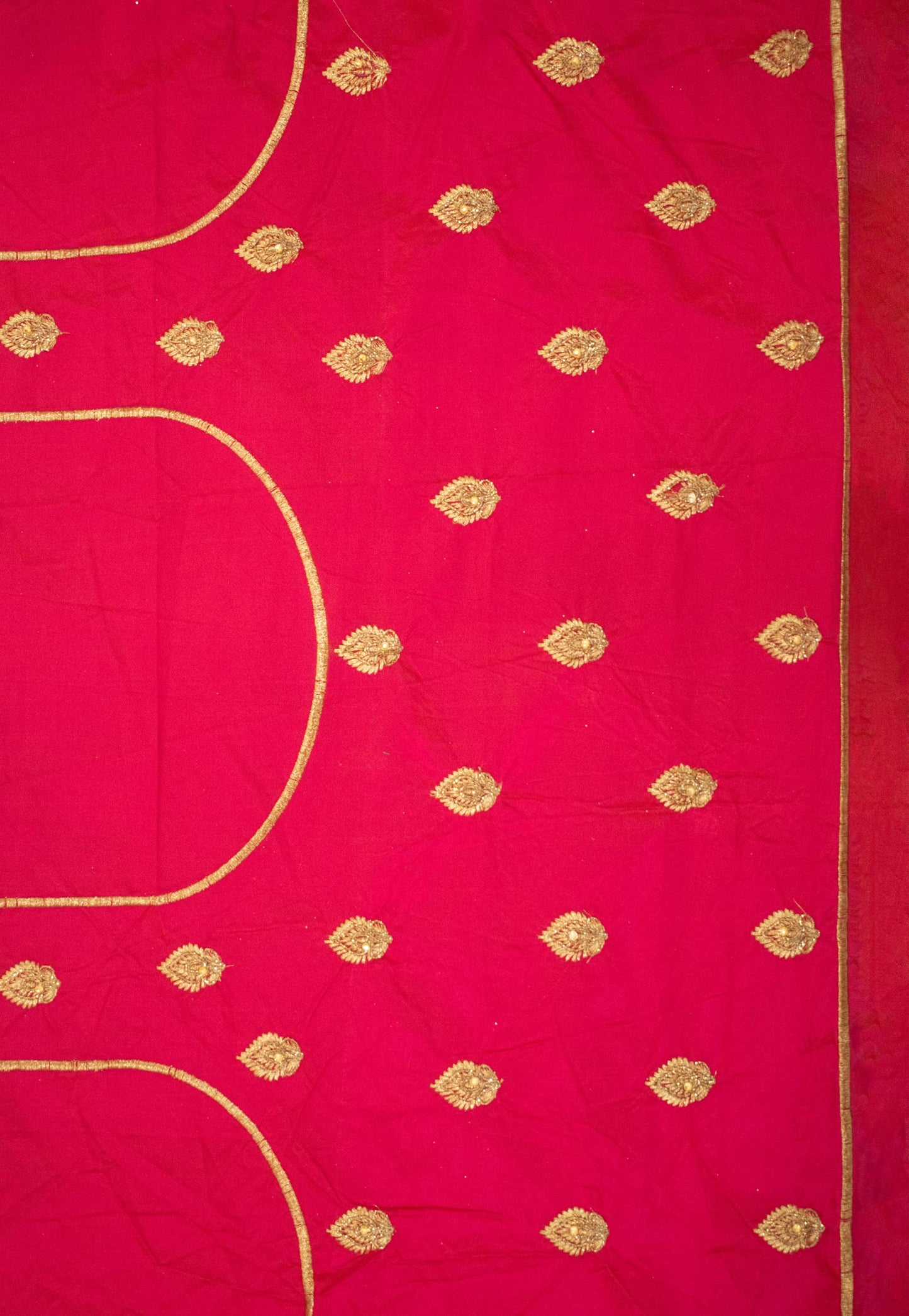Embroidered Banarasi Silk Unstitched Lehenga in Fuchsia
