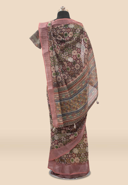 Digital Printed Linen Saree in