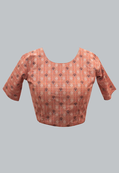 Digital Printed Linen Saree in Peach