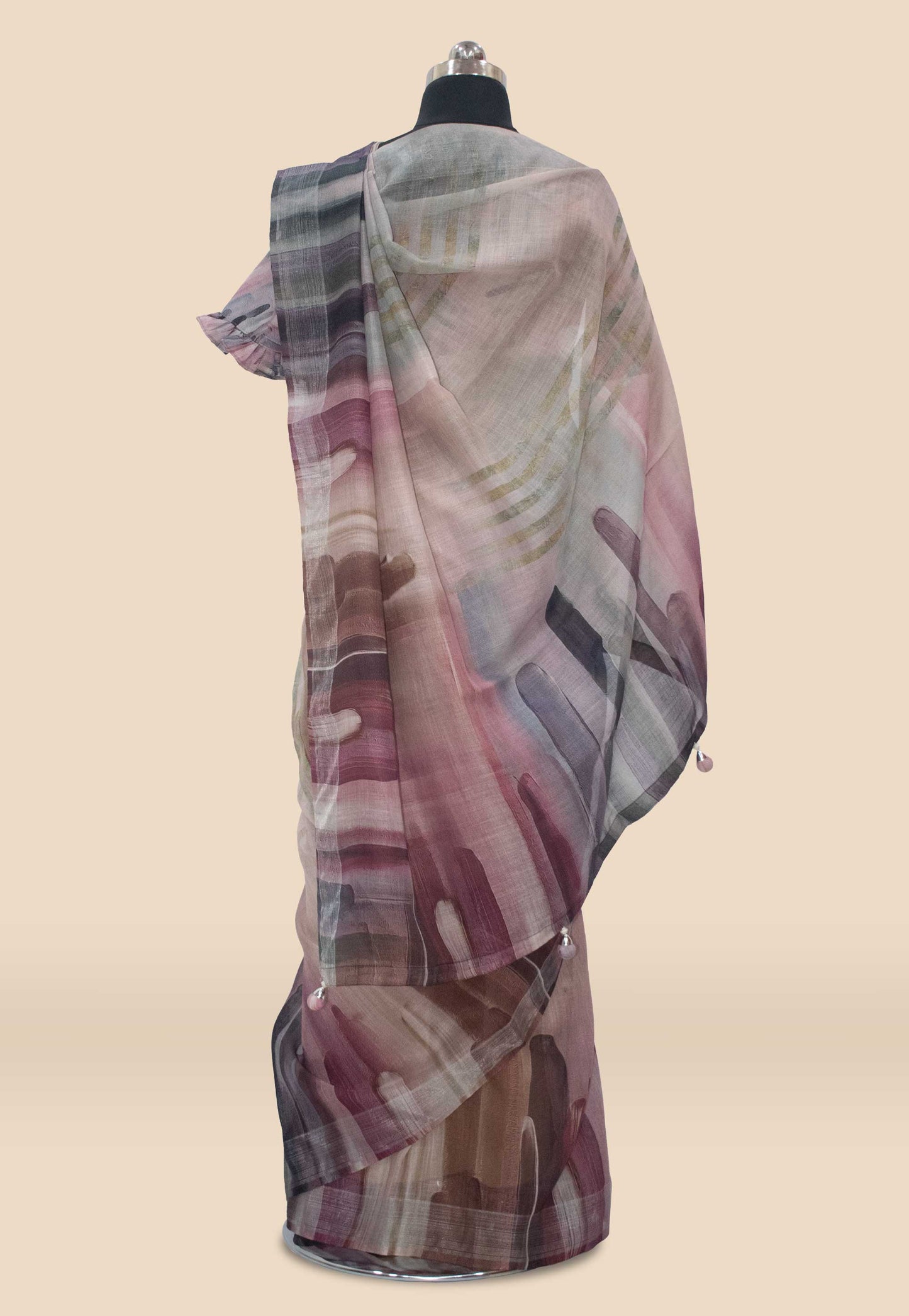 Digital Printed Linen Saree With Blouse