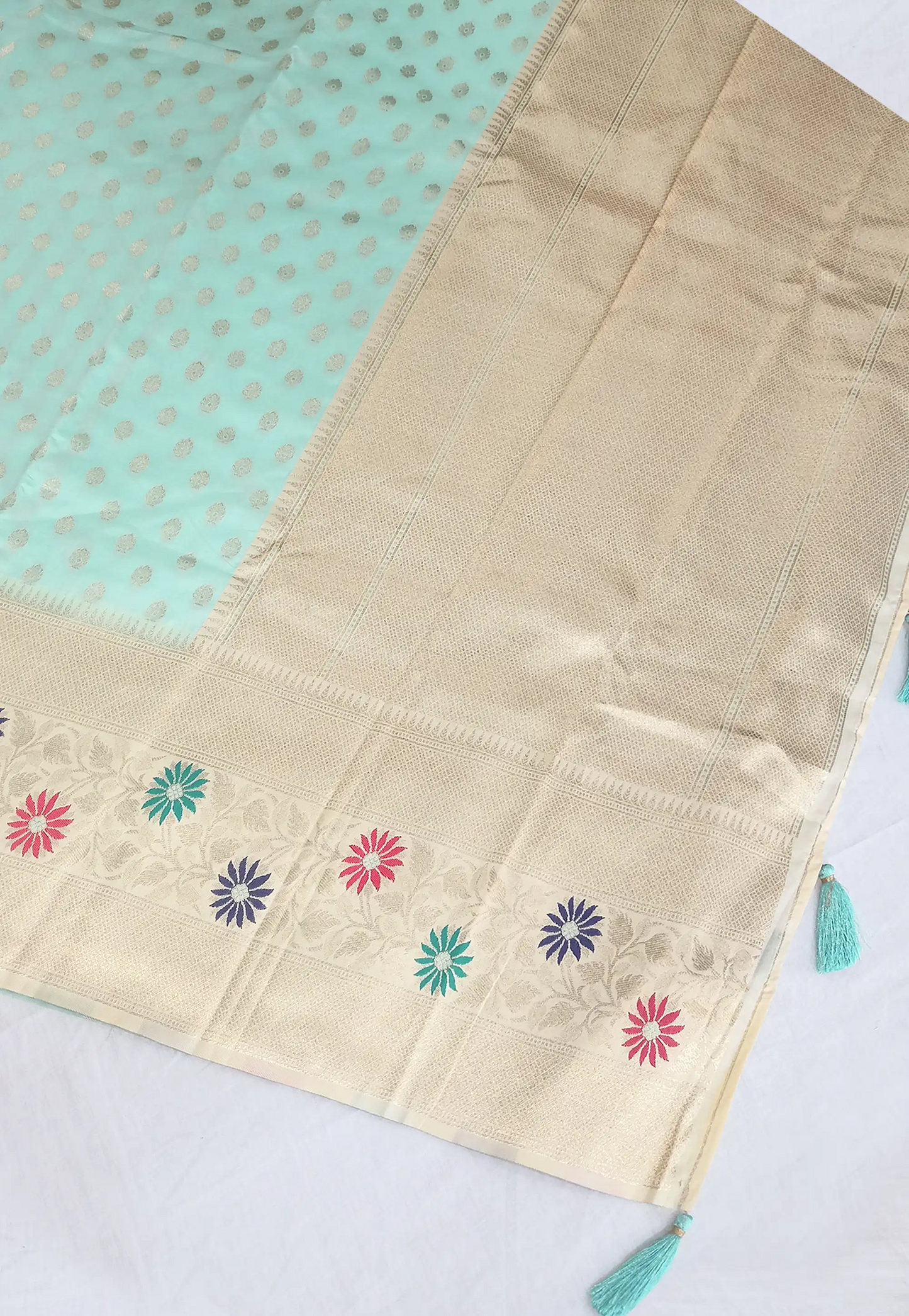 Pastel Blue Woven Silk Saree with Running Blouse